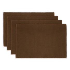 PurpleEssences Solid Ribbed Placemats - 100% Cotton Place mats - Set of 4, 13x19 Inch, Thick Durable Table Mats for Dining, Kitchen, or Casual Farmhouse Tabletop Décor - Nut Brown