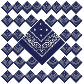 36 Pcs Paisley Cowboy Bandanas Bulk Multi Purpose Polyester Headband Scarf Kerchiefs for Men Women Pet Party Costume