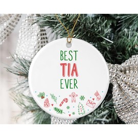 Best Tia Ever Ornament - Christmas Tree Decoration Ceramic Ornament Gifts for Tia - Christmas Keepsake Ornament Gift - Christmas Ornament Gifts for Tia Printed on Both Sides