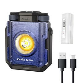 Fenix CL27R Camping Lantern Flashlight, 1600 lumens USB-C Rechargeable Waterproof Portable with White and Red LEDs and Lumentac Organizer for Hurricane Power Outage Emergency and Job Sites (Blue)