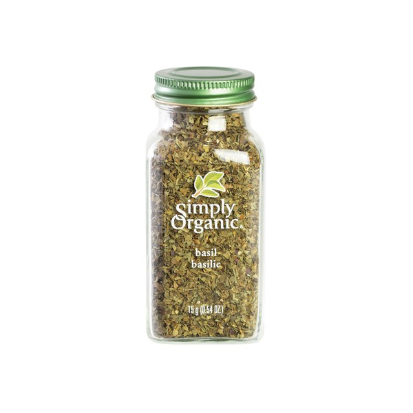 Simply Organic Sweet Basil Leaf, Cut & Sifted, Certified Organic - 15g Glass Bottle