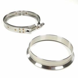 JDMPARTSHOP 5" Exhaust V-Band Flange+Clamp for Borg Warner S400 S475 S480 w/ T6 Housings