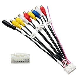 20 Pin Backup Camera Harness Adapter for Android Car Stereo, Android Radio RCA Rear View Camera Connector with Audio Wires, Video Output & Input, Mic Input, RCA Rear Backup Camera Jacks Connector