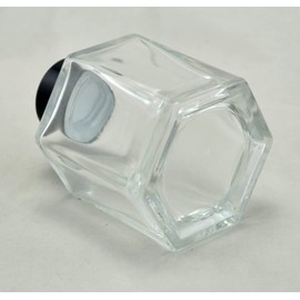 Simoutal Set of 4 Hexagon Glass Essential Oil Bottles for Home Fragrance Diffuser, (100ml,Black Cap)