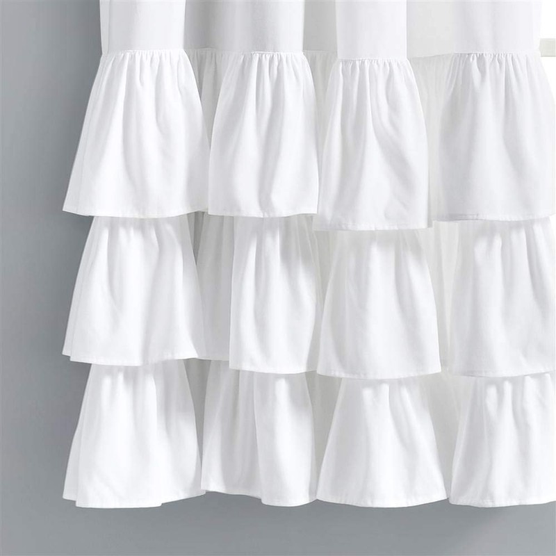 Lush Decor, White Allison Ruffle Curtains Window Panel Set for
