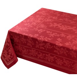 Benson Mills Holiday Elegance Heavyweight Engineered Jacquard Fabric Table Cloth, Holiday, Winter and Christmas Tablecloth (Dark Red, 60" X 104" Rectangular)