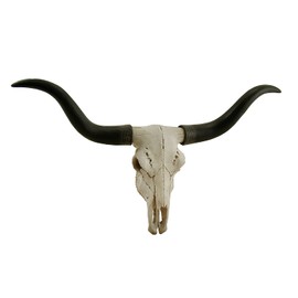 Handcrafted 20-Inch Black & Bone Longhorn Trophy Skull Wall Sculpture - Realistic Faux Steer Head with Intricate Detailing, Southwestern and Western Home Decor