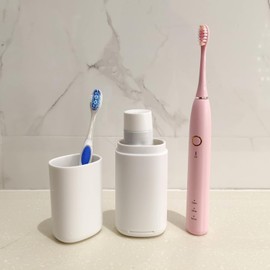 LOGBAY Travel Toothbrush Holder Case, Portable Storage Container with Ventilation Hole, White