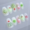 Green tea-eaten turtle handmade nail tip - Petit round /