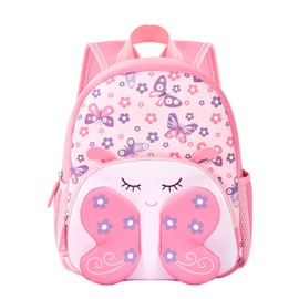 KK CRAFTS Preschool Backpack Toddler Neoprene Animal Schoolbag Lunch backpack for Kids Boys Girls(Pink Butterfly)
