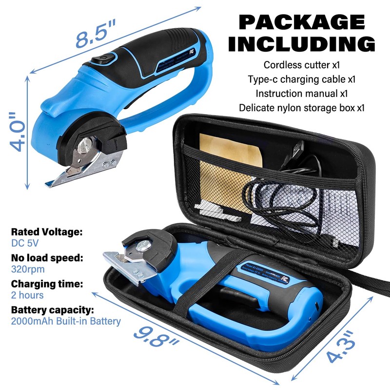 Socpuro Cordless Electric Scissors, 5V Cardboard Box Cutter, Rechargeable Rotary