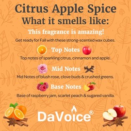 Fall Wax Melts Wax Cubes Soy Wax Blend Melt - Citrus Apple Cinnamon Wax Melts Fall Scents Long Lasting - Fall Scented Wax Melts (Citrus Apple Spice Wax Melts - 2.2 oz, 6 Cubes)