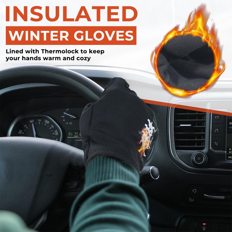HANDLANDY Winter Running Gloves for Men Women, Thermal Liners Anti-Slip