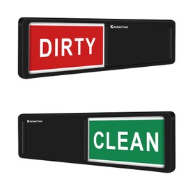KitchenTour Clean Dirty Magnet for Dishwasher Upgrade Super Strong Magnet - Easy to Read Non-Scratch Magnetic Silver Indicator Sign with Clear, Bold & Colored Text