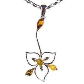 Baltic amber and sterling silver 925 multi-coloured pendant (no chain)