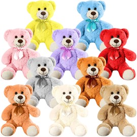 10 Pieces Christmas Bears Soft Plush Toy Stuffed Animals Cute Bears for Kids Boys Girls Birthday Valentine's Day Baby Shower Bear Party Favor (Cute Colors)
