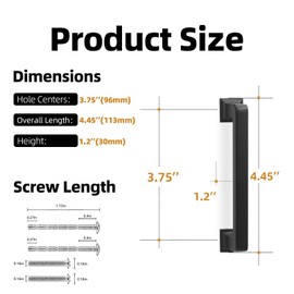 KOMOTIA 10 Pack 3-3/4 Inch Cabinet Pulls Matte Black Kitchen Cabinet Handles Zinc Alloy Drawer Pulls Solid Cabinet Hardware