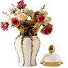 Small White and Gold Vase, 6.8in Decorative Ceramic Ginger Jar