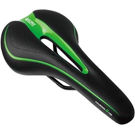 GORIX Bike Saddle Seat Comfortable Cushion with Rail Mountain Road Bicycle for Men and Women (GX-C19) (Black×Green)