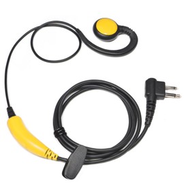 UAYESOK Radio Headset 2 Pin for Motorola Walkie Talkie DP1400 CP040 XT420 XT460 GP300 CLS1110 HYT PD405 PD505 TC620 Midland G15 G18 Security Radio Headphones Police C Shape Talking Set (Yellow)