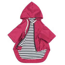 Stylish Premium Dog Raincoats - Dog Wear Yellow Zip Up Dog Raincoat with Reflective Buttons, Pockets, Rain/Water Resistant, Adjustable Drawstring -Pink-XS