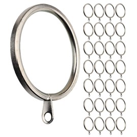 MERIVILLE 28 pcs Satin Nickel 1.5-Inch Inner Diameter Metal Curtain Rings with Eyelets, Fits Up to 1 1/4-Inch Rod