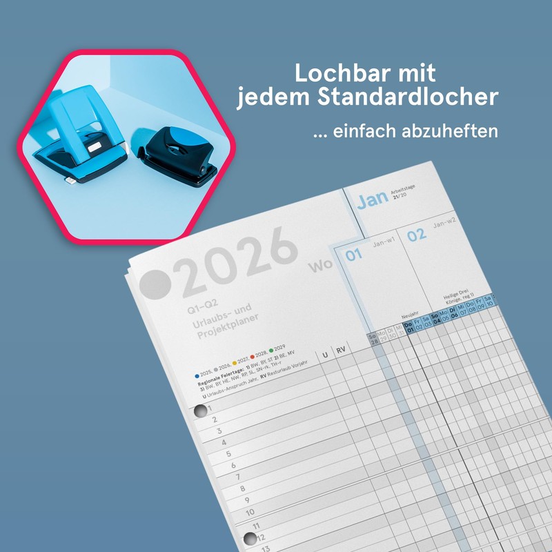 weekview Holiday & Project Planner 2026 A5 Leporello (84 ×