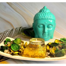 crystalmiracle Citrine Orgonite 2.5 Inches Tea Light Crystal Holder for Healing Home Office Decor Gift Handcrafted