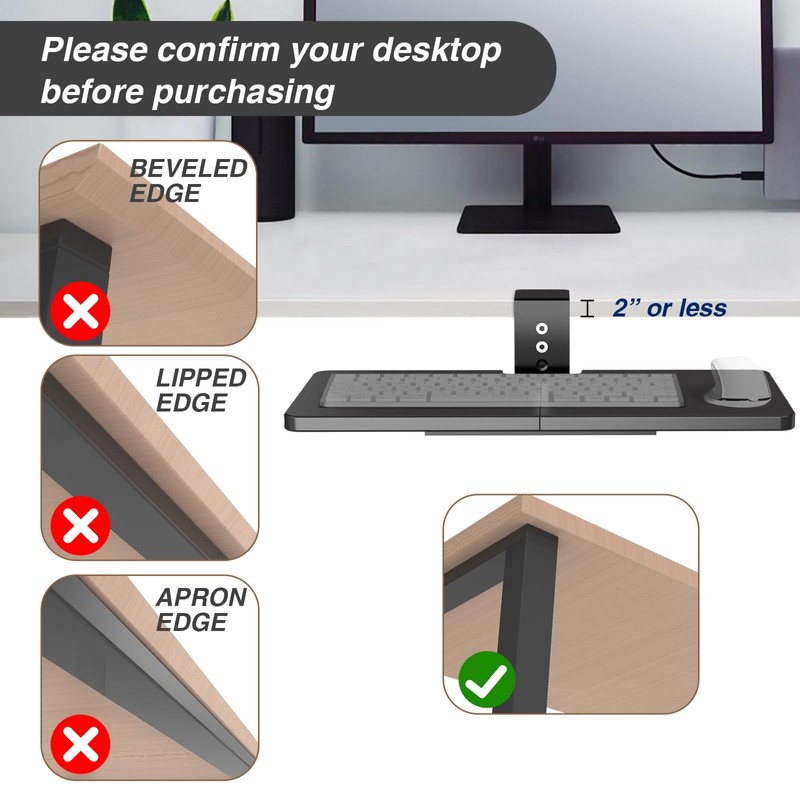 Large Under Desk Rotatable Computer Keyboard and Mouse Tray, Extra