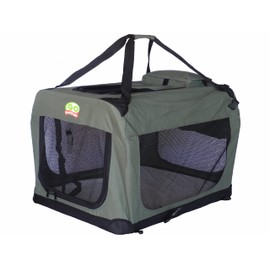 Go Pet Club 40" Soft Collapsible Dog Crate for Dogs, Portable Pet Carrier, Thick Padded Pet Travel Crate for Indoor & Outdoor, Soft Sided Pet Foldable Kennel Cage with Durable Mesh Windows, Sage Green