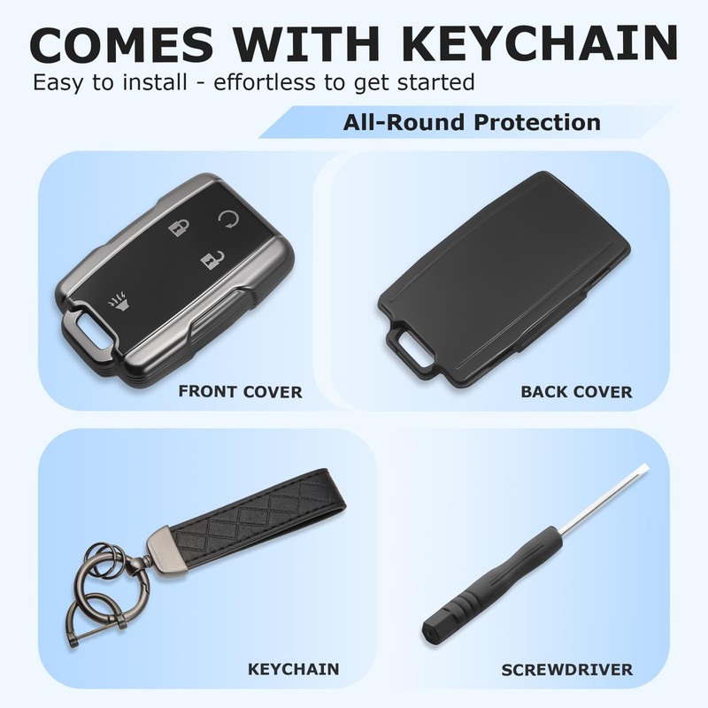 CHENZLIN for GMC Chevy Key Fob Cover 4-Button Case Keychain