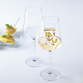 Leonardo Weinglas mit UV-Druck - Weinhorn Gold - Lustiges Geschenk zum Geburtstag & für echte Weingenießer - Weinglas mit Einhorn als Geburtstagsgeschenk für Mama Freundin - Farbe Puccini UV