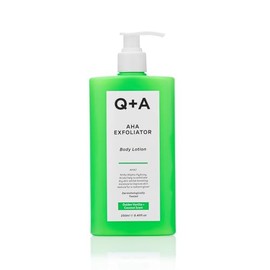 Q+A AHA Exfoliator Body Lotion (250ml), Exfoliating, Smoothing Body Moisturiser with Lactic Acid, Glycolic Acid and Fruit AHAs, Body Butter Alternative, Vegan Body Care
