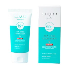 JIGOTT Protector solar reafirmante con árbol de té para pieles maduras, normales y secas, con activos de niacinamida y adenosina que ayudan a mantener una piel sana, contiene 70 ml.