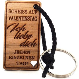 Lieblingsmensch Wooden Key Fob - Model: Engraved with “Scheiss auf Valentinstag!”