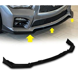 S SIZVER Painted Black Front Bumper Body Kit Spoiler Lip 3PCS Compatible with 2014-2017 Q50 Sport Model ONLY
