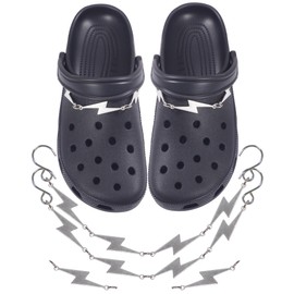 GIDDITZ Goth Metal Shoe Chains Cool Lighting Charms Chain for Women Girls Man Party Favors Gifts 4PCS Silver