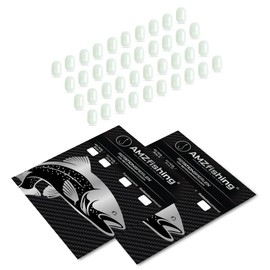 AMZfishing® 40 x Rotation Beads, Transparent or Fluorescent, 2-Way Beads, Jig Leader, Pilk Fishing, Fishing Accessories, Rotation Bead, Beads for Leader Construction (d: Fluo, Pack of 40, Size M)