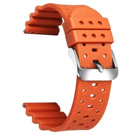 Narako Silicone Curved Line Watch Bands 20mm 22mm Quick Release Replacement Rubber Sport Watch Straps for Diving Watches (22mm, Orange)