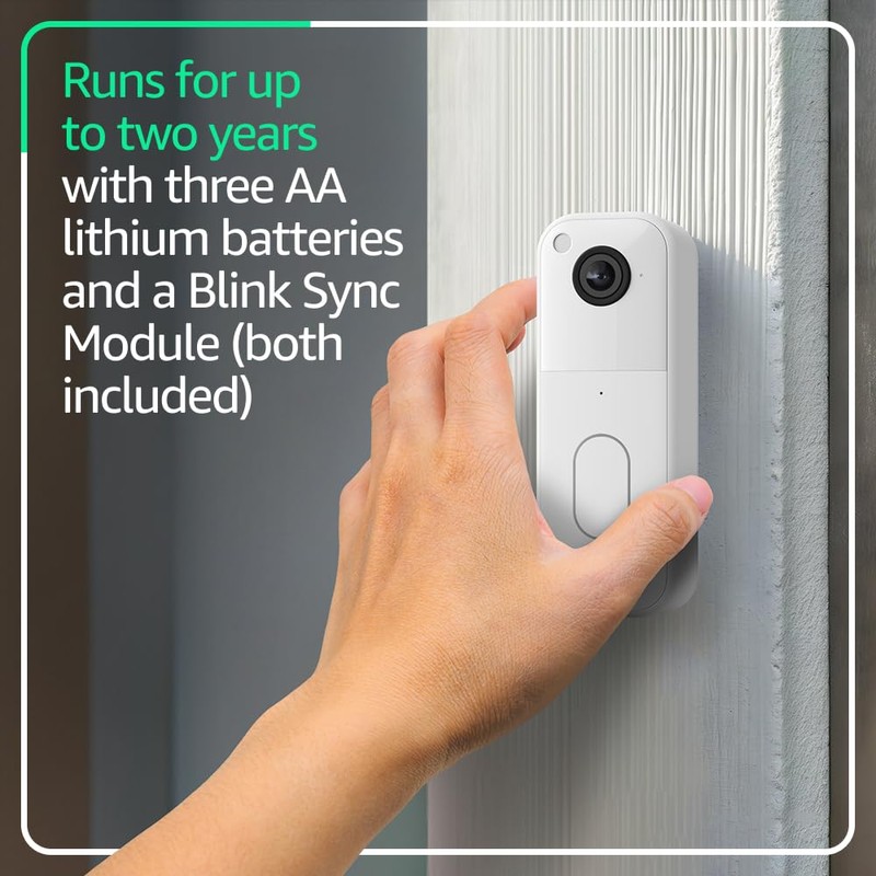 Blink Video Doorbell (newest model) – Head-to-toe HD view, two-year
