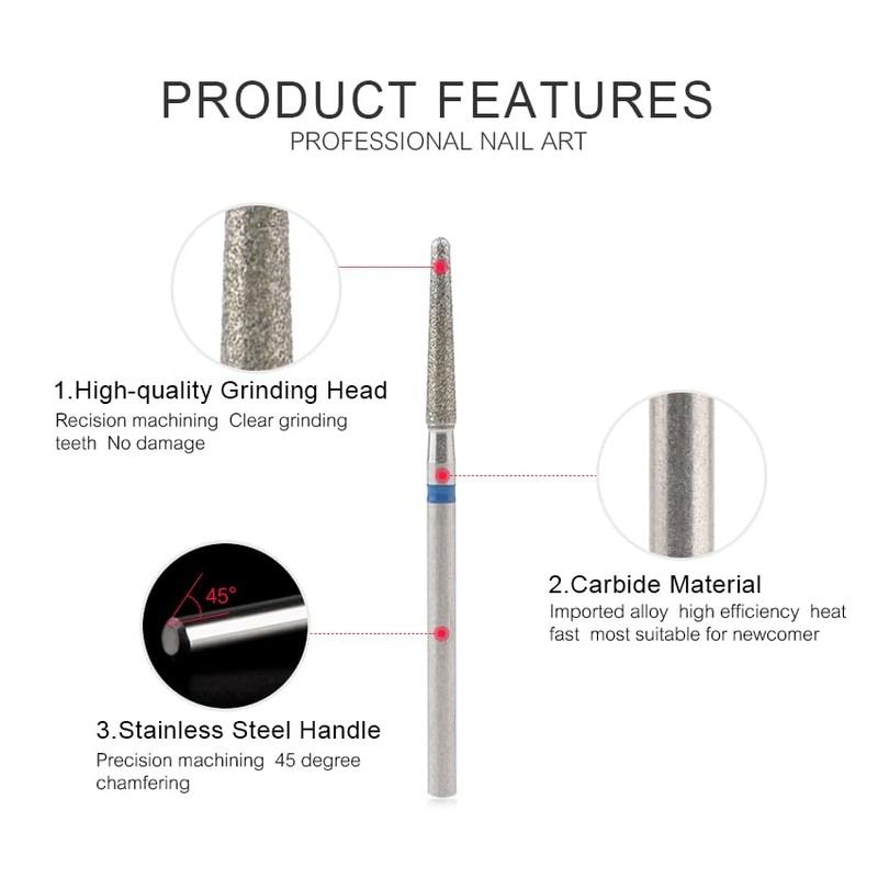 Rolabling Long Cone Shaped Nail Drill Bit Nail Polish Gel