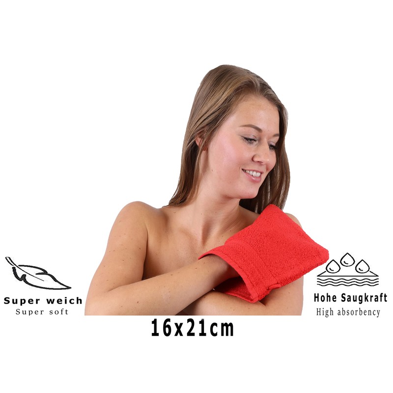 Wash Mitt "Premium" red, 17 x 22 cm, quality 470g/m²