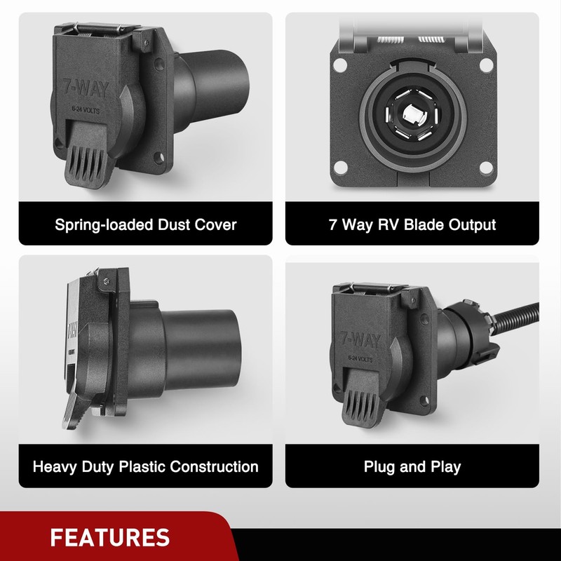 Nilight USCAR to RV 7 Way Trailer Plug Adapter OEM