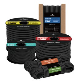 Kamu Synber Rubber Cord, 3 mm x 10 m, Expander Rope, Tension Rope, Rubber Cord for Trailers, Sun Sail, Tarpaulin, UV Resistant, Weatherproof, Black