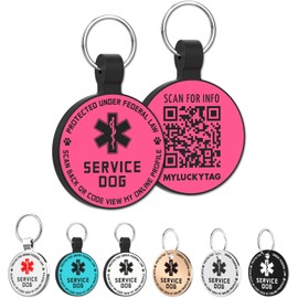 MYLUCKYTAG QR Code Service Dog Tag - Pet Online Profile - Scan QR Receive Instant Pet Location Alert Email