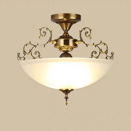 Art xin The 16-inch Wide Glass Circular White Glass Ceiling lamp E26 Screw-Type 3-lamp is Suitable for Lighting in Living Rooms, Kitchens, foyers, bedrooms, Balconies and corridors