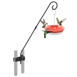 iBorn Fence Deck Hook Rail Heavy Duty Hummingbird Feeder Hanger 28 Inch Railing Hanging Hook for Bird Feeder, Suet Baskets, Planters, Wind Chimes, Solid Wire, 180 Degree Rotary, 1 Pack