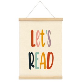 Mtrgdn Reading Corner Decor for Classroom,Boho Classroom Reading Nook Wall Decor,Let's Read Poster Hanger Frame for Homeschool Library Bookshelf Nursery Kids Reading Room,12x16 Inch