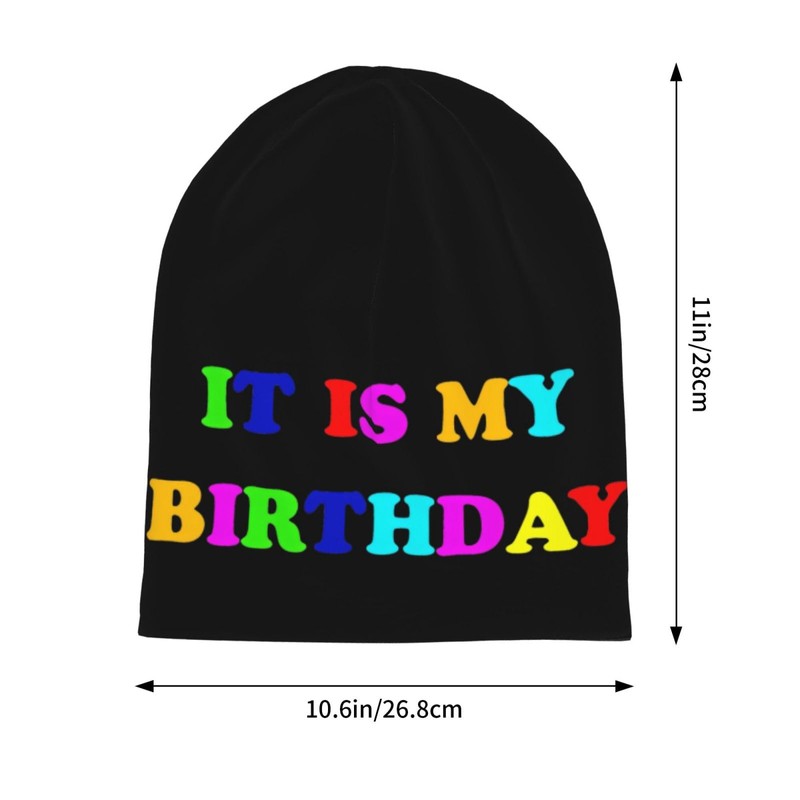 ZBDSKLEX Birthday Theme Beanie Hat Headwear Knitted Hats Slouchy Skull