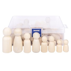 KTHZI Wooden Peg Dolls with a Storage case, 50Pcs Unfinished Wooden People for DIY and Painting, Nature and Plain Wooden Figures for Craft Art Projects and Decoration, Graffiti Toy for Kids.